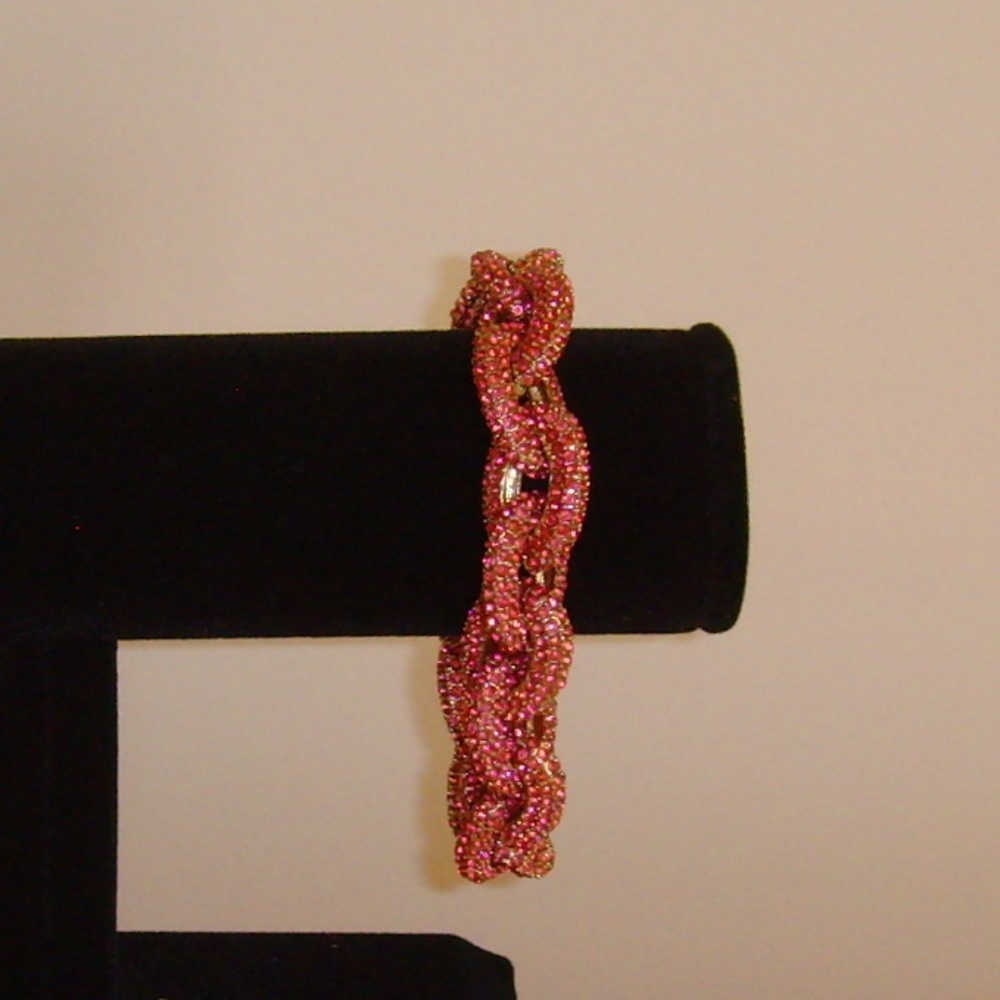 BaubleBar Pink Rhinestone Link Chain Bracelet NEW